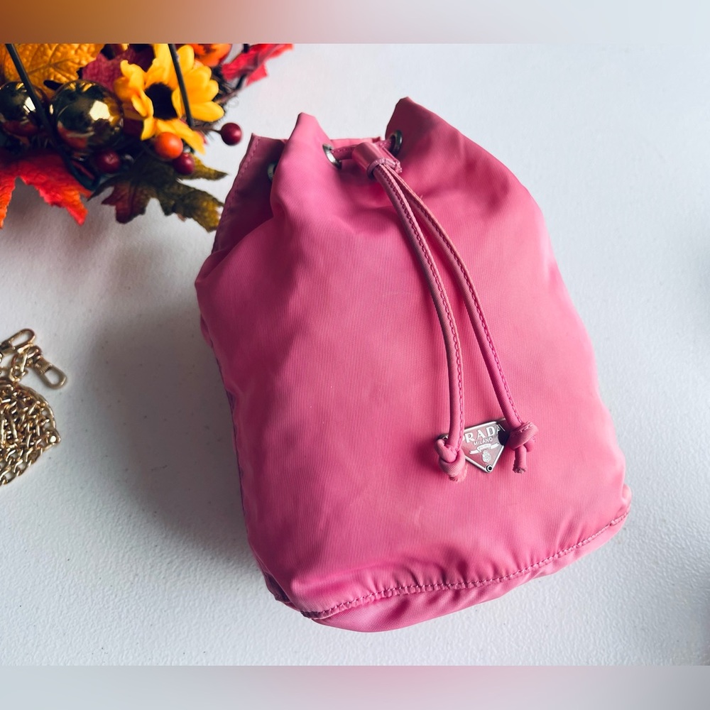 Prada Pink Tessuto nylon drawstring bucket bag